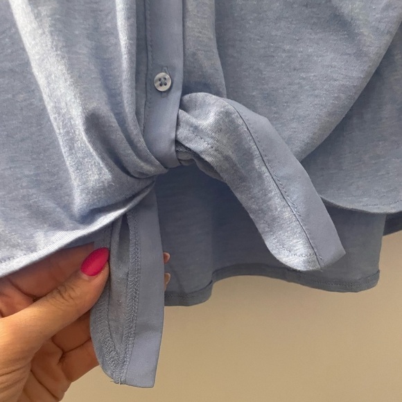 Old Navy Blue button down tie up too size L - Picture 5 of 7